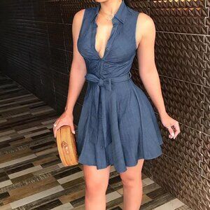 Sexy Low  Cut Tunic Dress Sleeveless